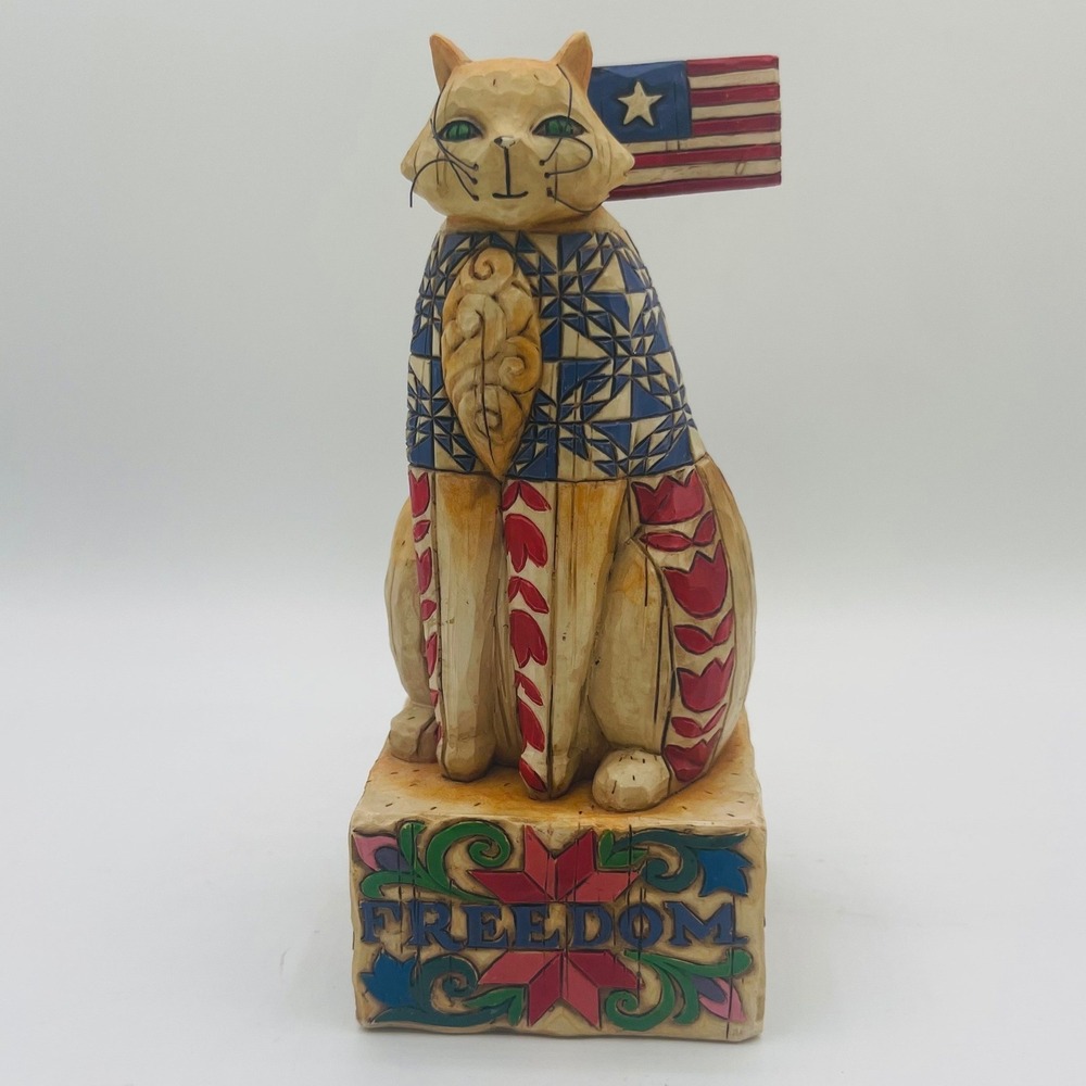 Jim Shore Heartwood Creek With Liberty And Justice For All Cat Figurine 117047